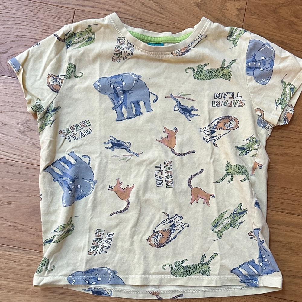 Safari Team Kids Tee - Cream with Animal Print